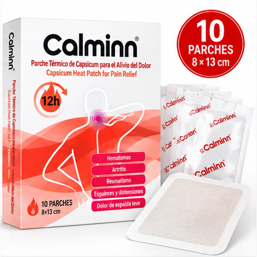 Envase del parche térmico Calminn rojo con Capsicum