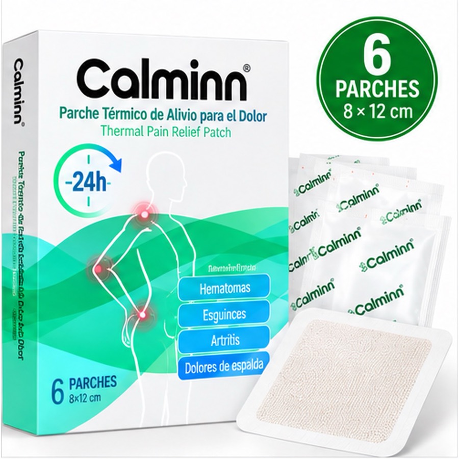 Envase del parche térmico Calminn verde
